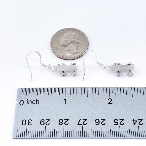 Estate JMF Sterling Silver 925 Roller Skate Dangle Earrings - Picture 10 of 10